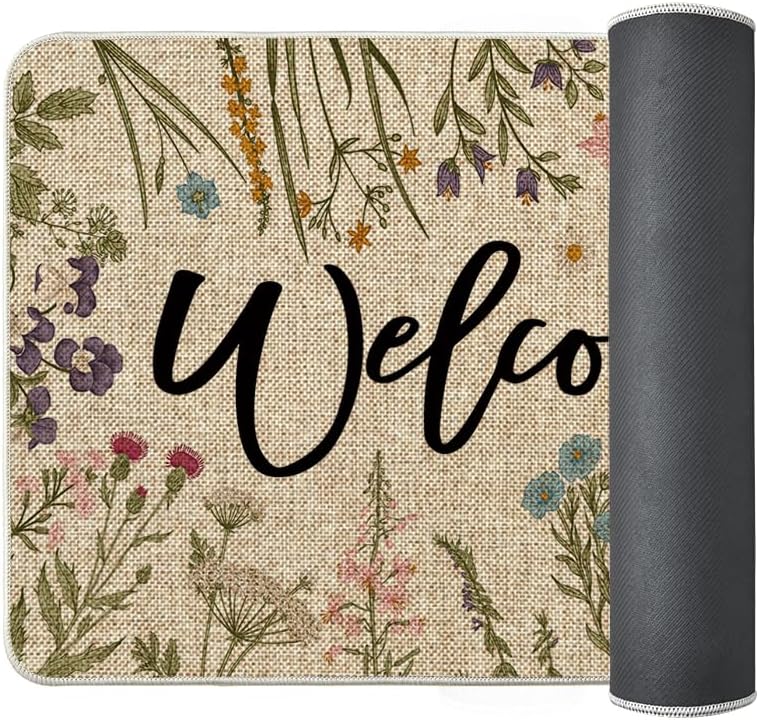 Artoid Mode Welcome Antike Kräuter Wilde Blumen Frühling Fussmatte, Hause Dekoration Küche Teppich B