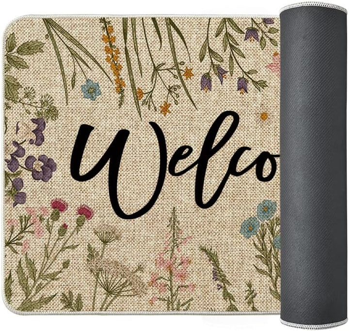 Artoid Mode Welcome Antike Kräuter Wilde Blumen Frühling Fussmatte, Hause Dekoration Küche Teppich B