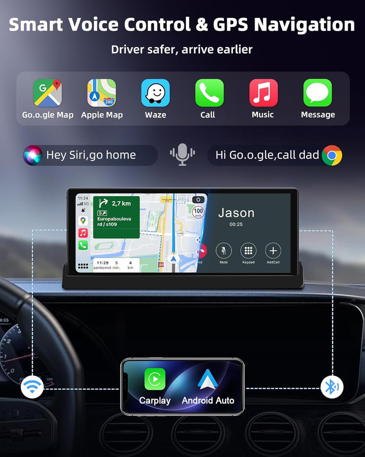 2026 Einzigartig Carplay Display Android Auto Display mit Basishalterung, 10,26 Zoll Auto Bildschirm