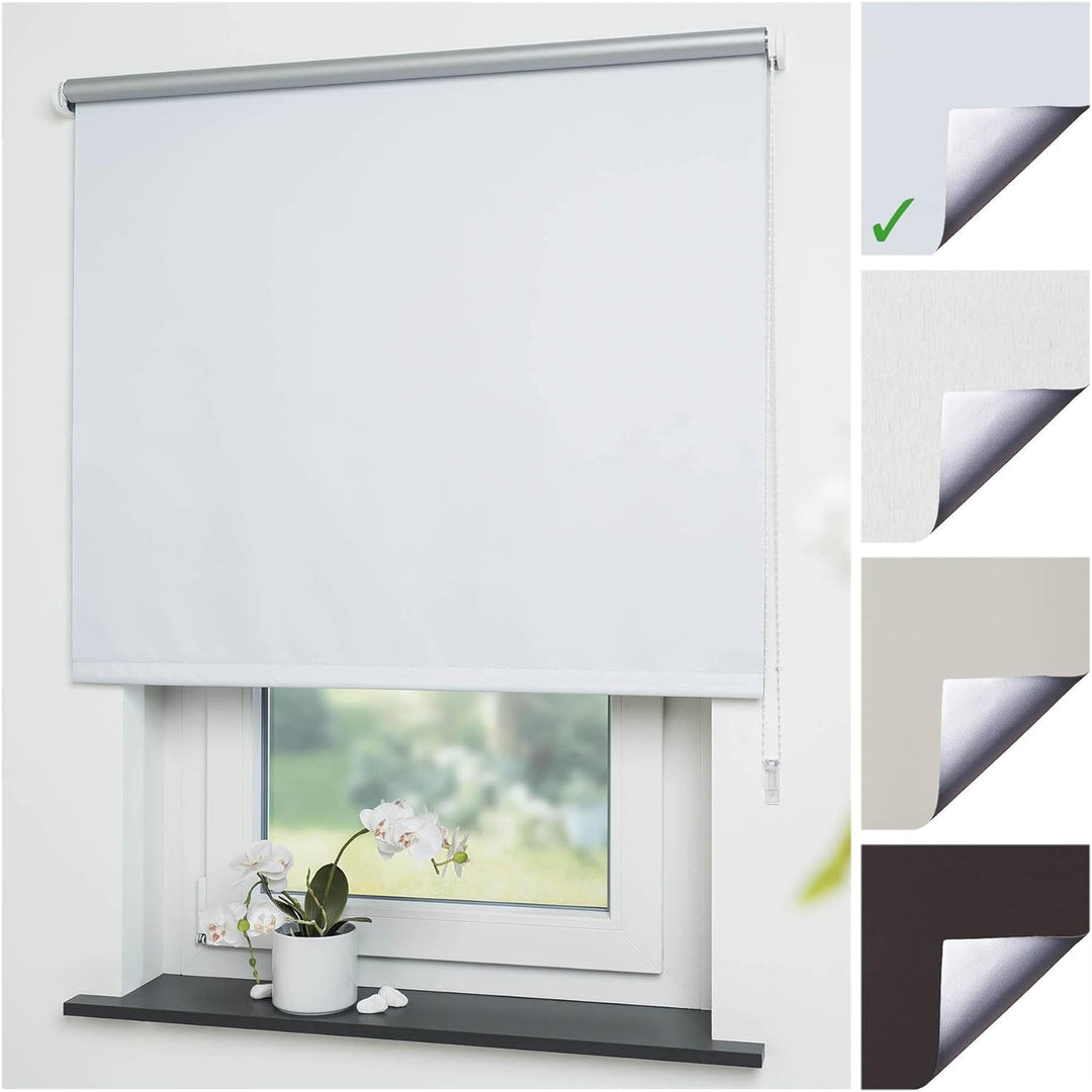 Liedeco® Rollo, Fenster Rollo, Kettenzug-Rollo / 162 x 180 cm (Breite x Höhe), weiss/Thermo-Beschich