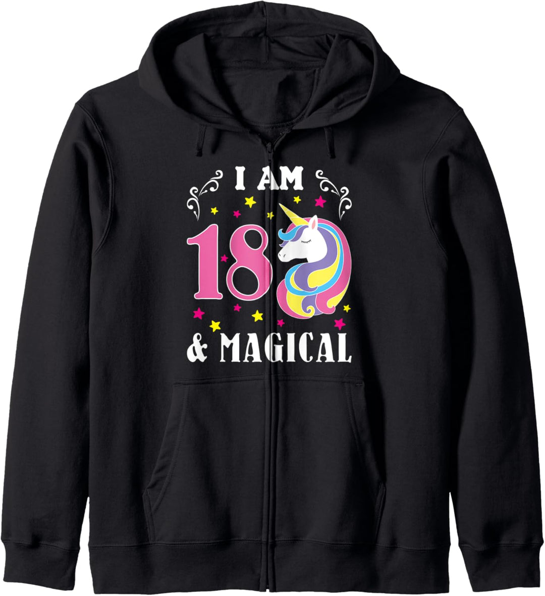 Rainbow Unicorn Eighteenth Birthday I Am 18 And Magical Kapuzenjacke