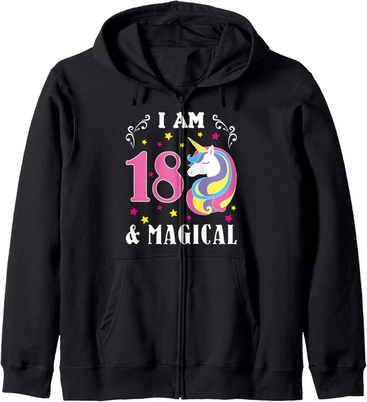 Rainbow Unicorn Eighteenth Birthday I Am 18 And Magical Kapuzenjacke