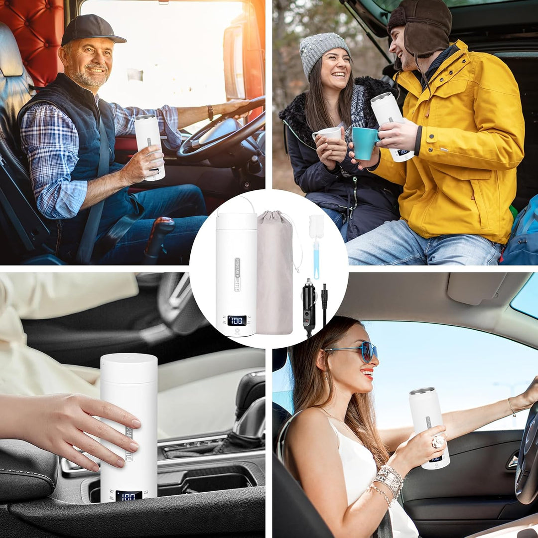 Dreamhigh® Reisewasserkocher, 500ml Mini Wasserkocher, 96W Wasserkocher Klein aus Edelstahl, Auto Wa