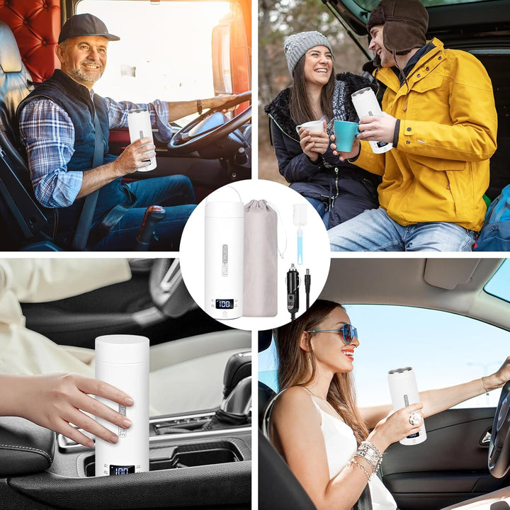 Dreamhigh® Reisewasserkocher, 500ml Mini Wasserkocher, 96W Wasserkocher Klein aus Edelstahl, Auto Wa