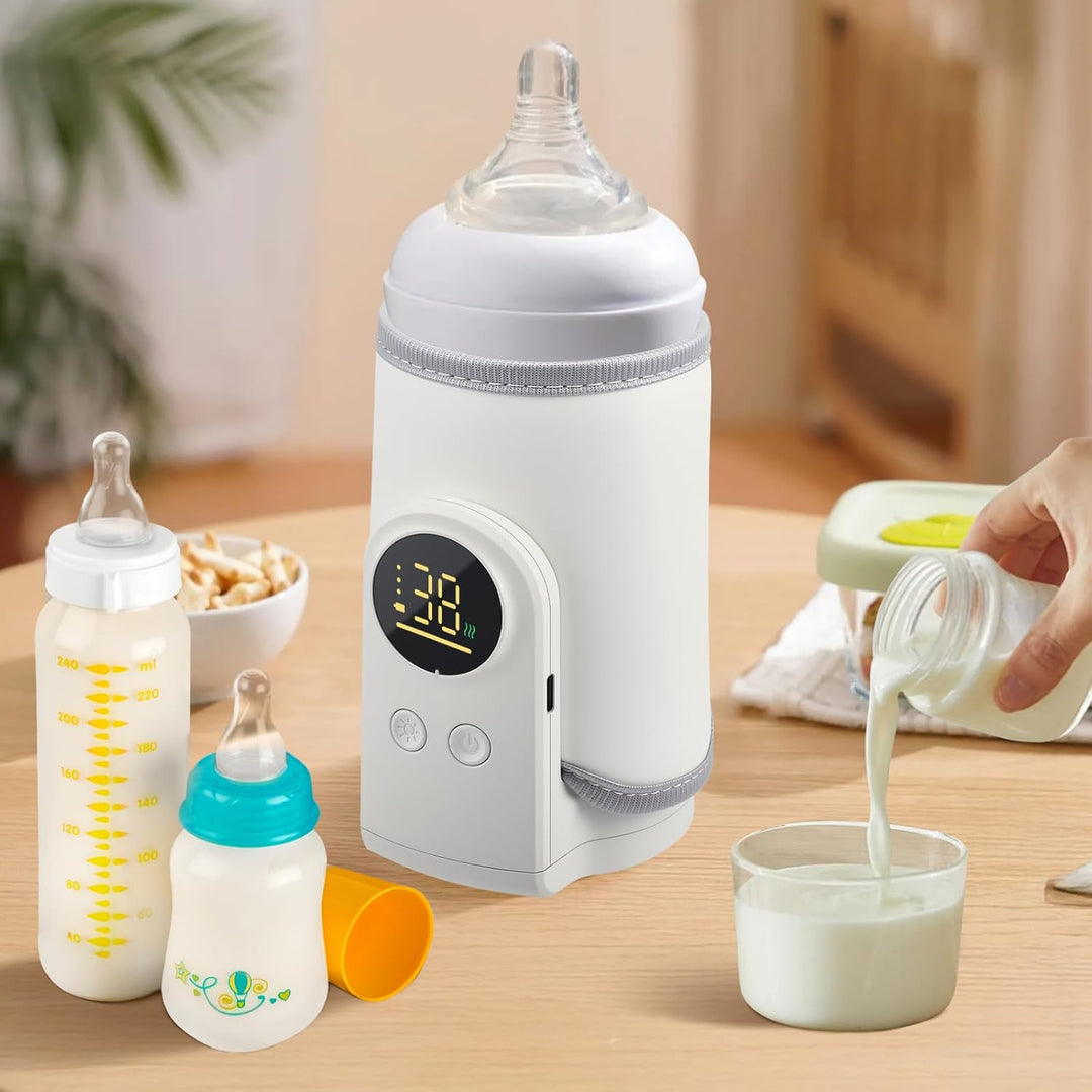 Flaschenwärmer Baby Unterwegs, Babyflaschenwärmer mit LCD Display, Schnelles Aufheizen, 6-Temperatur