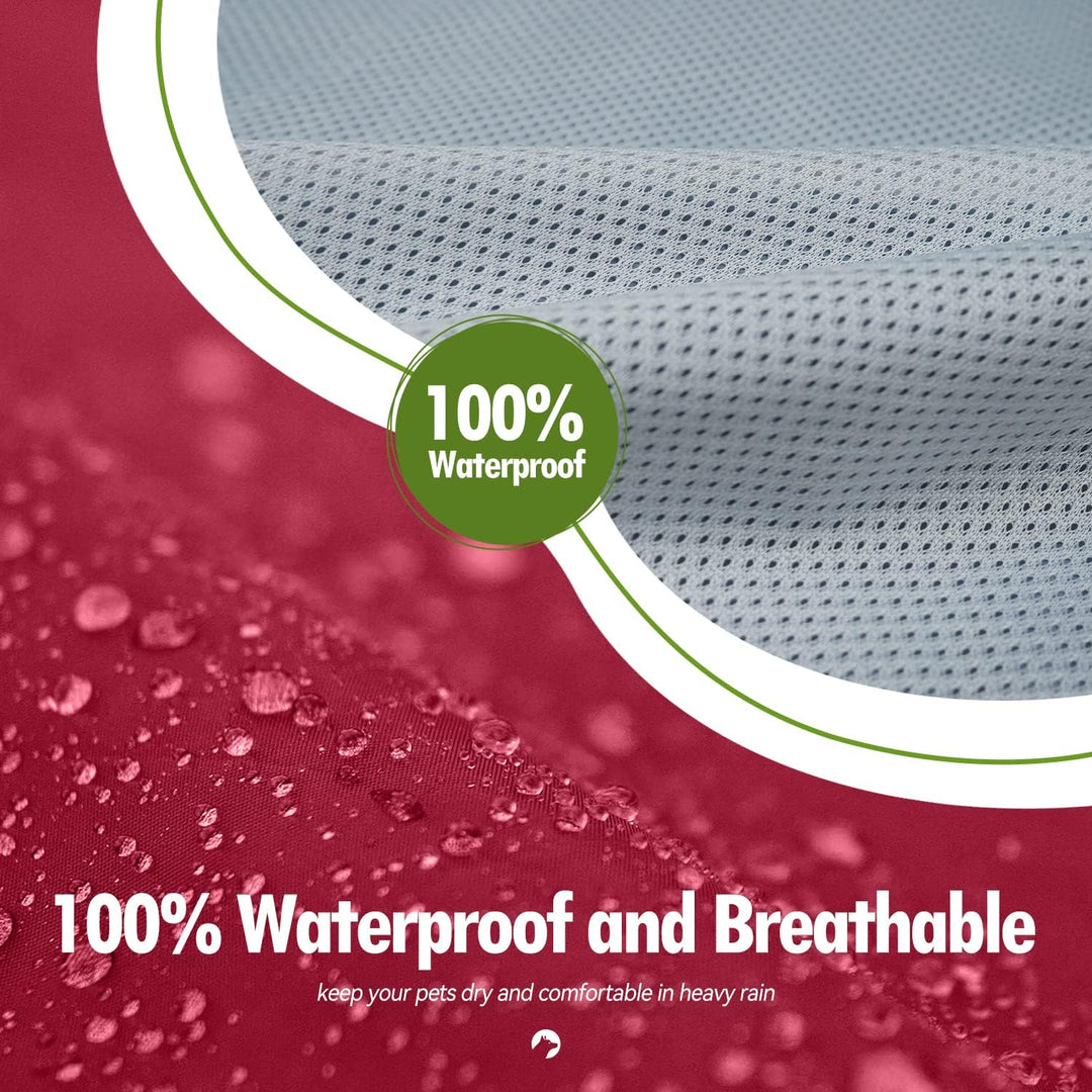 Zellar Hunderegenmantel mit Kapuze & Kragenloch & Sicheren Reflektierenden Streifen, Ultraleichte At