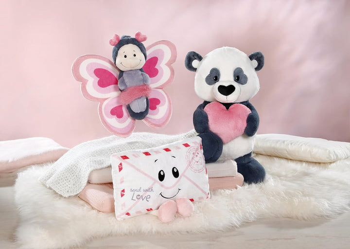 NICI Kuscheltier Love Panda mit Herz 20cm - schwarz - Weiches Plüschtier – niedliches Stofftier zum