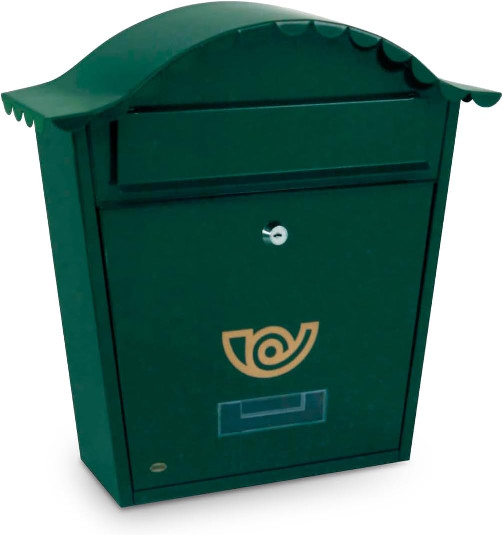 Amig - Aussenbriefkasten | Briefkasten für Wand, Mauer oder Zaun | Masse: 37 x 32 x 10,5 cm | Stahl