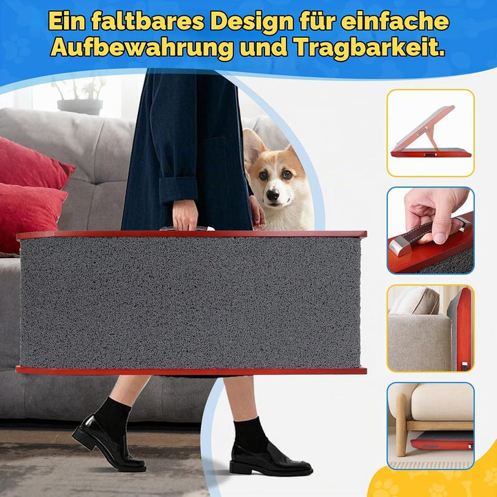 Hunderampe Hundetreppe für Hunde - Einstellbar 34-61,5 cm Spülschutz-Design Birkenholz Rampe Hund Kl