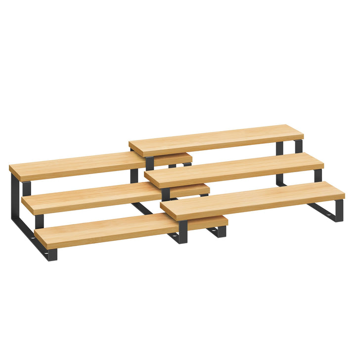 SONGMICS Gewürzregale, Küchenregale stehend, Küchen-Organizer, 2er Set, Holzwerkstoff, je 3 Ablagen,