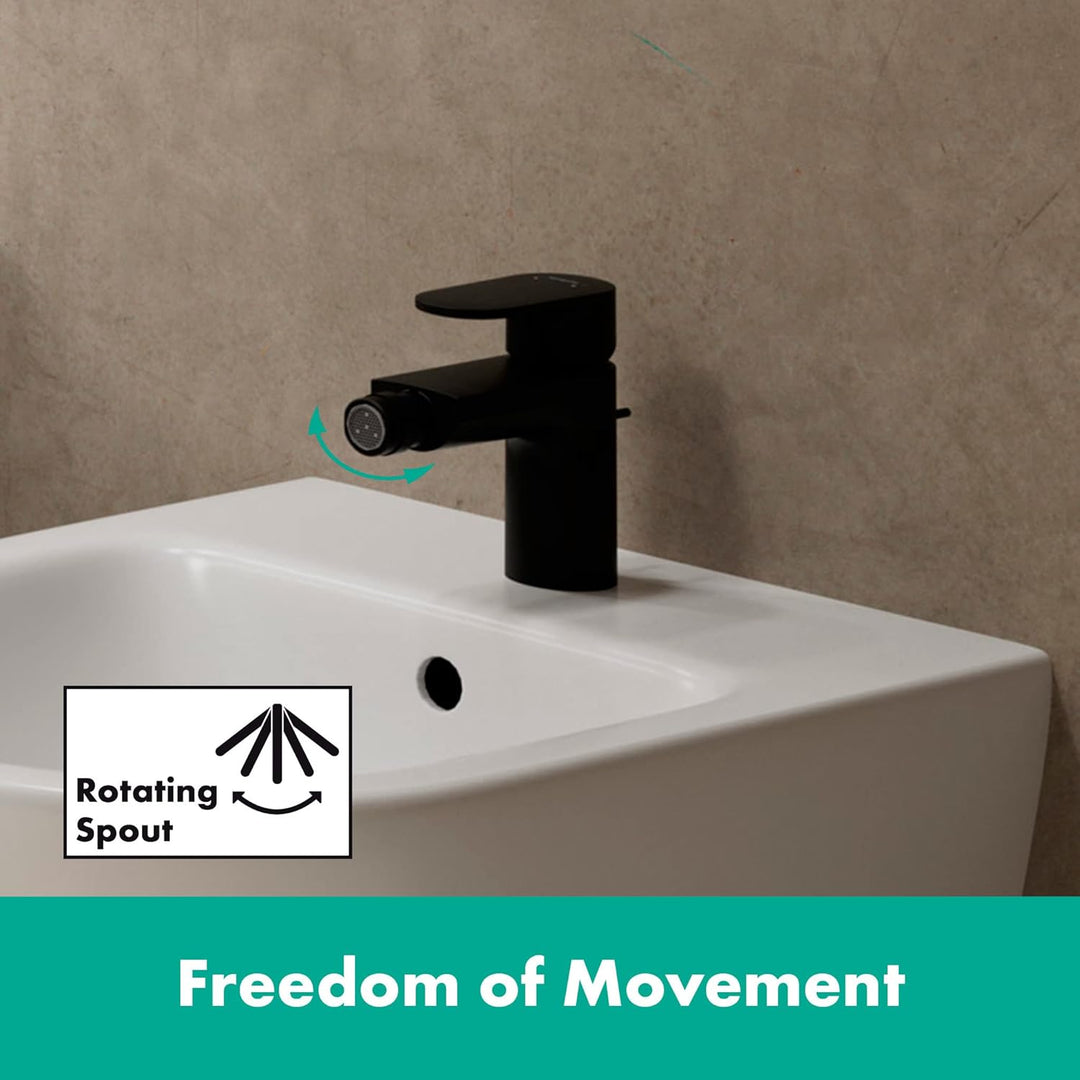 hansgrohe Einhebel-Bidetmischer Vernis Blend, Bidetarmatur mit Zugstange, wassersparend, Mattschwarz