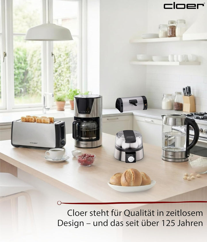 Cloer 3080 Brötchenbäcker zum Aufbacken von Brötchen, Kuchen oder Hefeteilchen 570 W, mattiertes, Ma