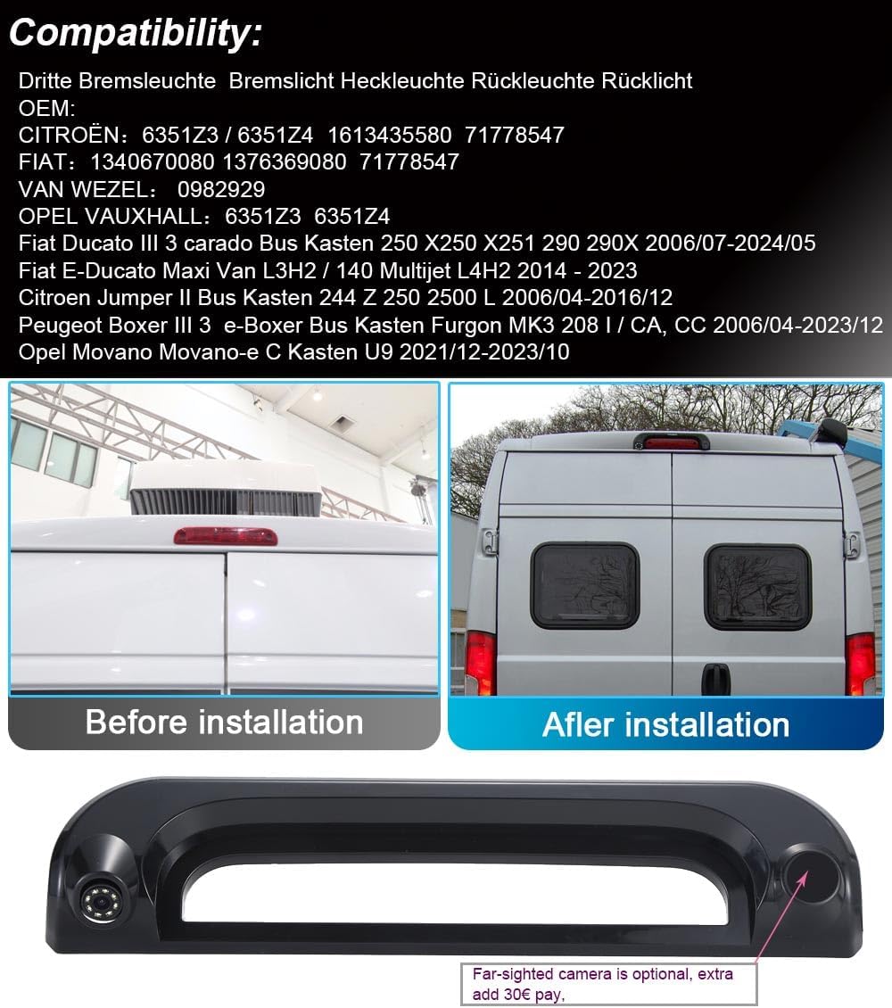 Auto Dritte Dach top Mount Bremse Lampe HD Kamera Bremse Licht Rückansicht Backup-Kamera für Citroen