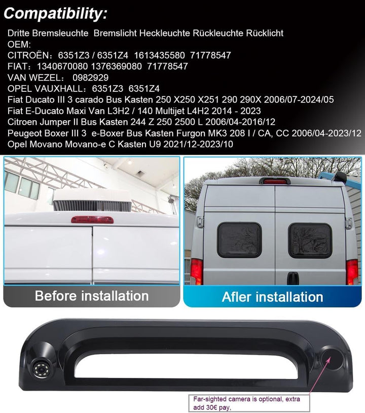 Auto Dritte Dach top Mount Bremse Lampe HD Kamera Bremse Licht Rückansicht Backup-Kamera für Citroen