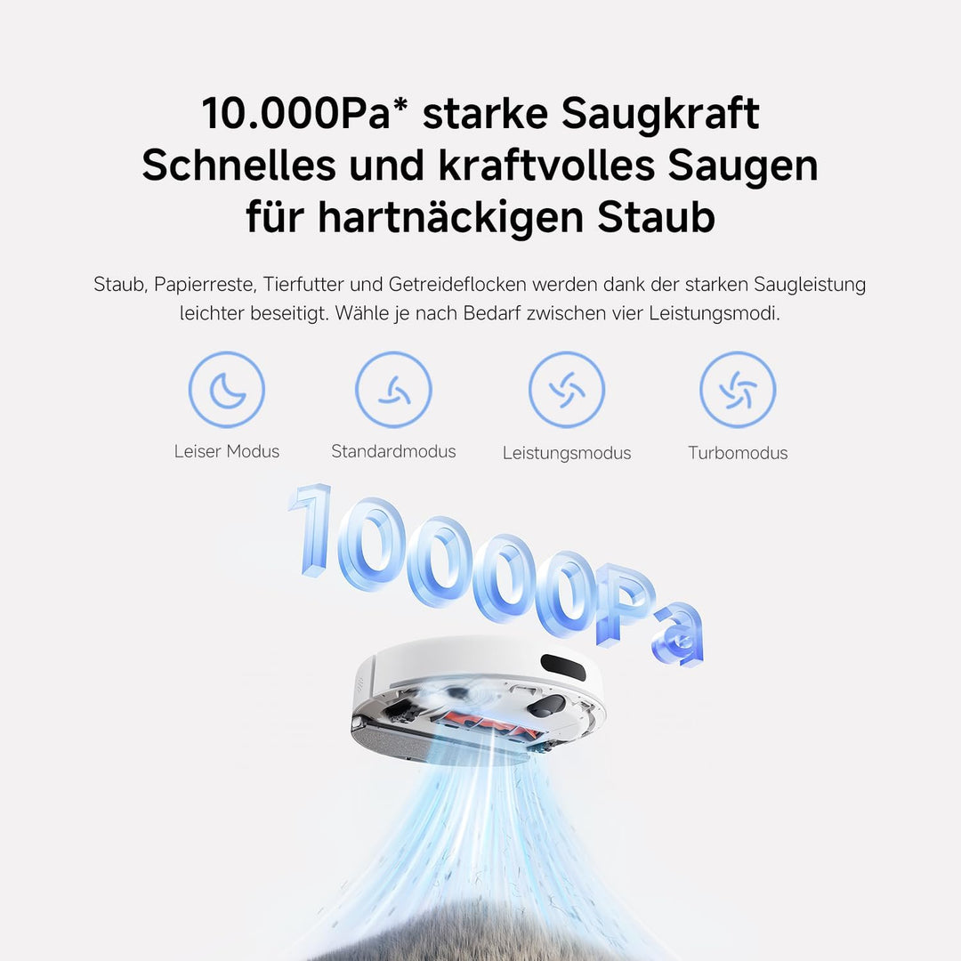 XIAOMI Saugroboter Mit Wischfunktion H40,10000Pa Saugkraftsaugroboter,Mit LDS-Laser-Navigation Staub