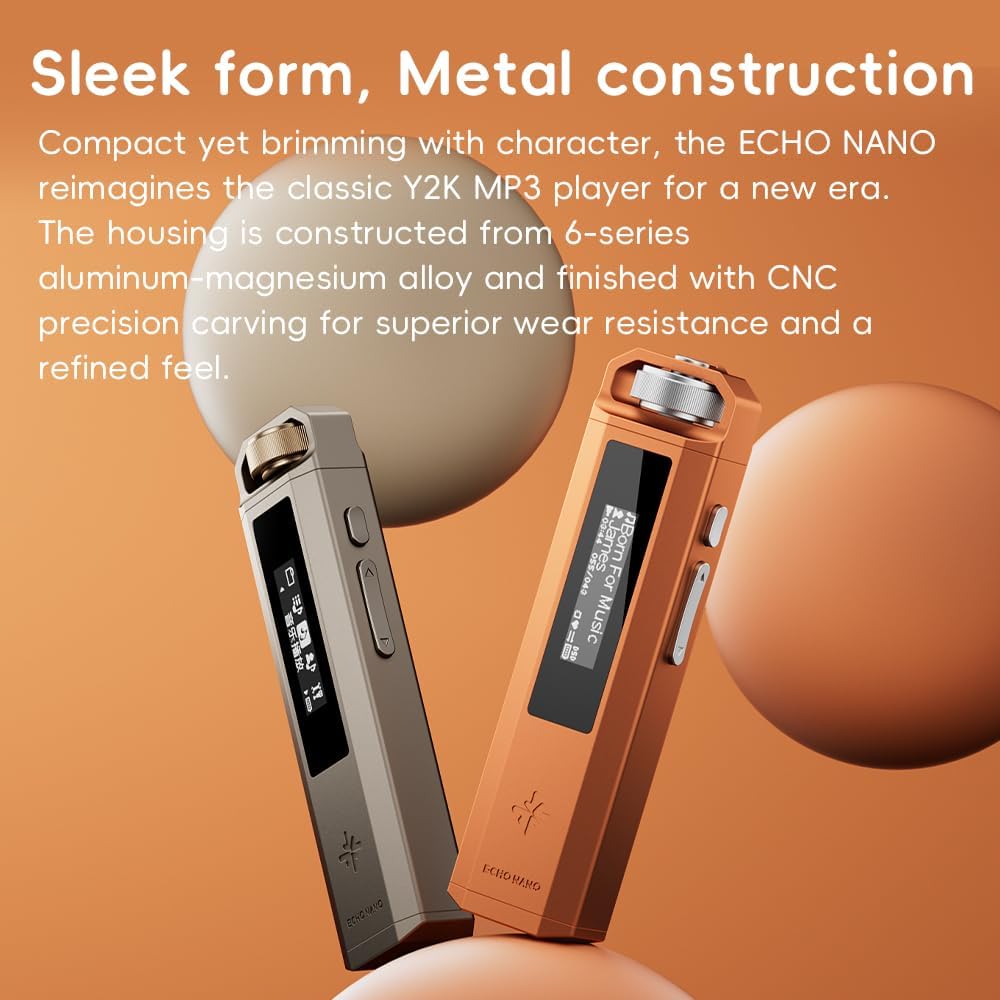 FiiO SnowSky Echo Nano Retro Tragbarer MP3-Player mit Fingerspitzen-Scrollrad, 3,5-mm-Ausgang, USB-D
