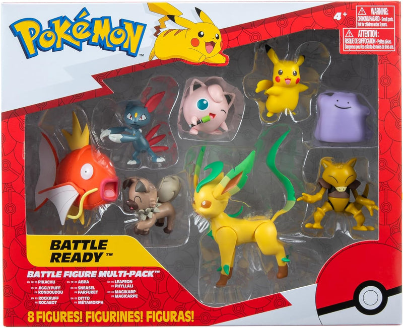 BANDAI - Pokémon – 8 Figuren Battle – Pikachu, Rondoudou (Jigglypuff), Rocabot (Rockruff), Abra, Far