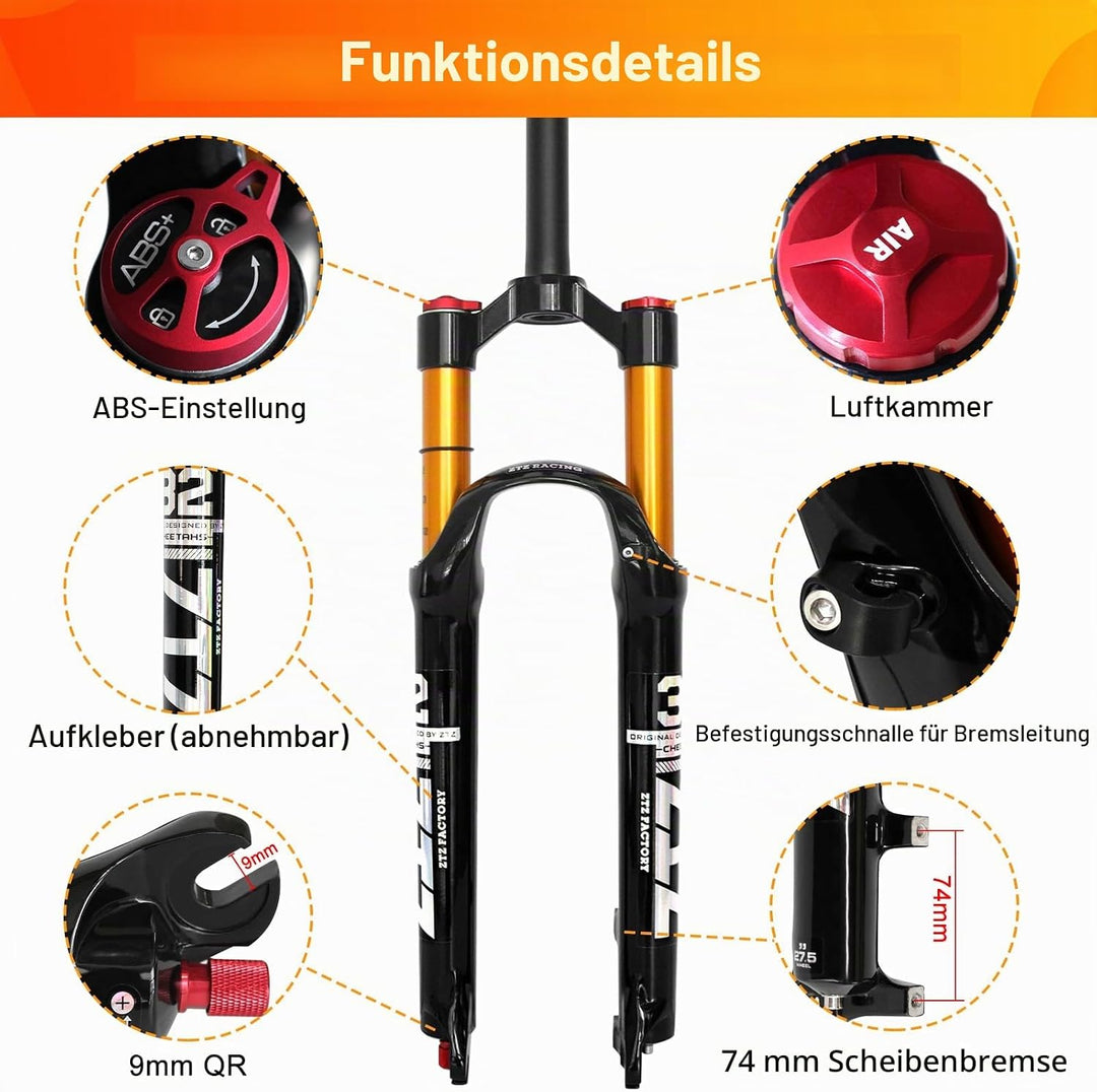 ZTZ Magnesiumlegierung Mountain Front Gabel Luftdruck Stossdämpfer Gabel Fahrrad Zubehör Lockout 29,