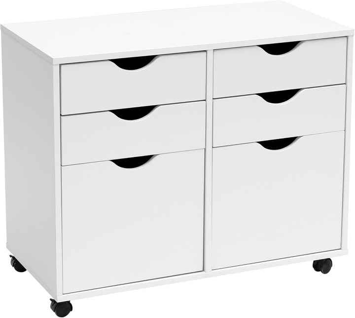 MMT Aufbewahrungsschrank, weiss, 4 Schubladen, Podest, 2 Schrank, mobiler Aktenschrank, Make-up-Aufb