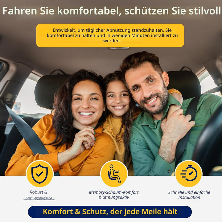kingphenix 2er-Pack Vordersitzbezüge aus Memory-Schaumleder, Atmungsaktives 4D-Mesh, Airbag-kompatib