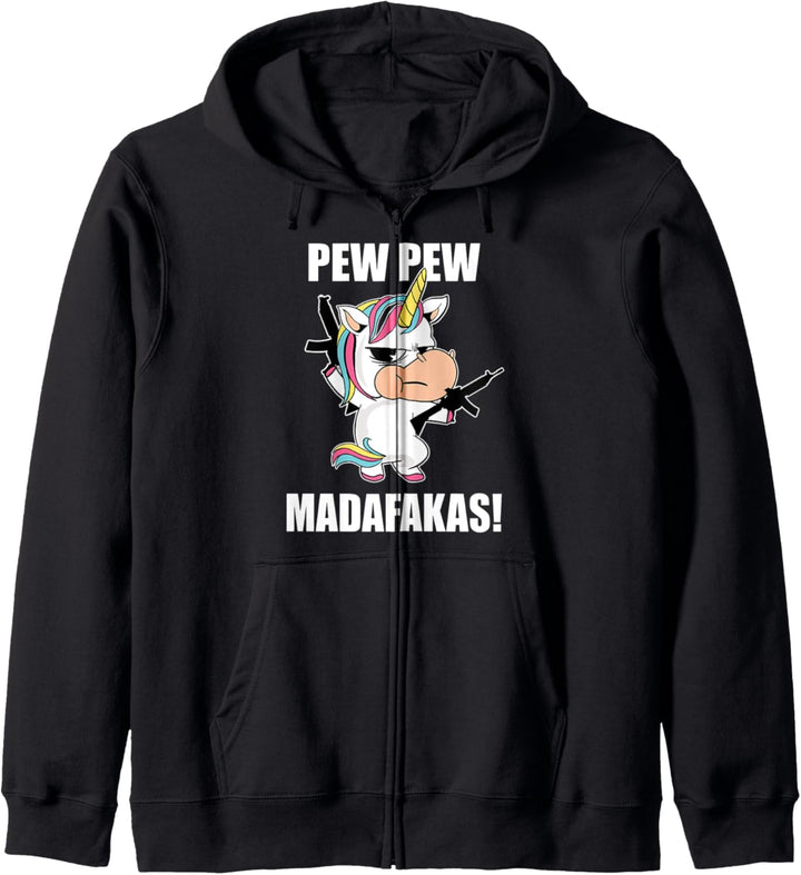 Pew Pew Madafakas crazy lustiges Einhorn Unicorn Design Kapuzenjacke