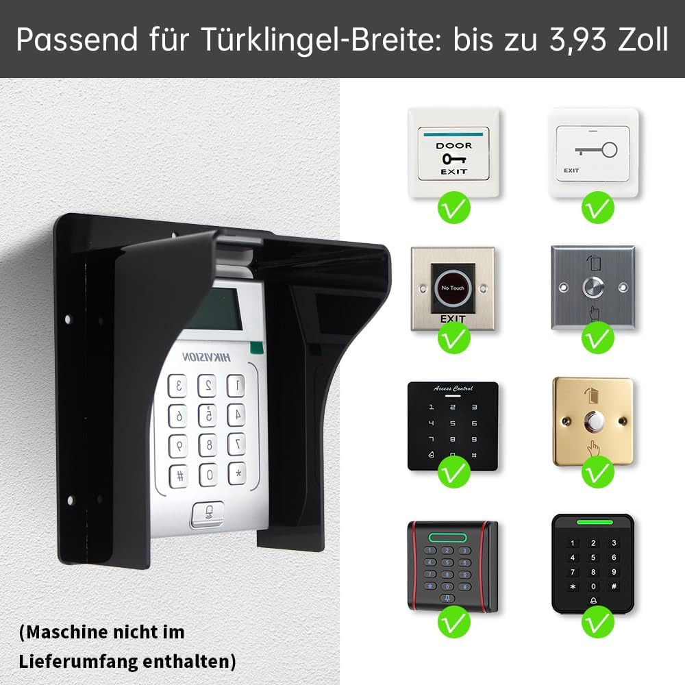 Schwarzes Acryl Video Türklingel Regenschutz,geeignet für Fingerabdruck-Controller, Sicherheitssyste