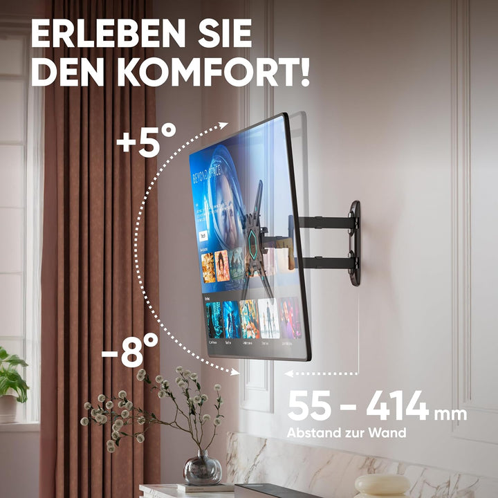 ONKRON TV Wandhalterung schwenkbar für 32-65 Zoll TVs bis zu 35 kg, universal TV Wandhalterung auszi