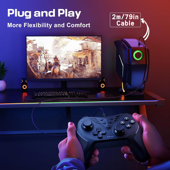 PC Controller mit 2-Tasten-Zuordnung, Kabelgebundener Joystick Controller Kompatibel für Win(7/8/10/