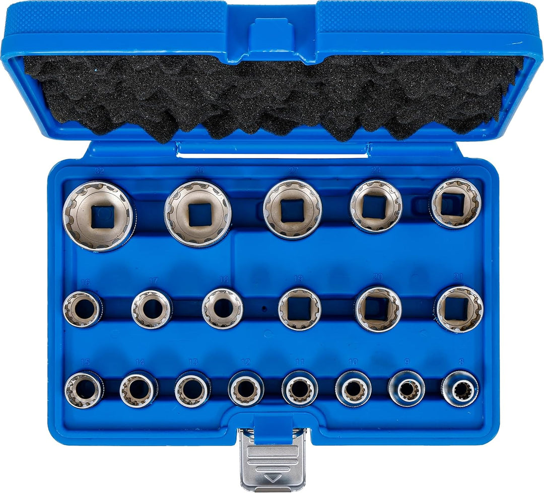 BGS 2152 | Steckschlüssel-Einsatz-Satz Gear Lock | 19-tlg. | 12,5 mm (1/2") | E-Profil / Zollgrössen