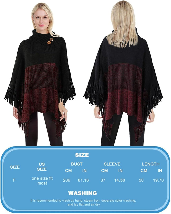 JFAN Poncho Damen Winter Strick Ponchos & Capes für Damen Elegant Warm mit Ärmel Lange Trendy Oversi