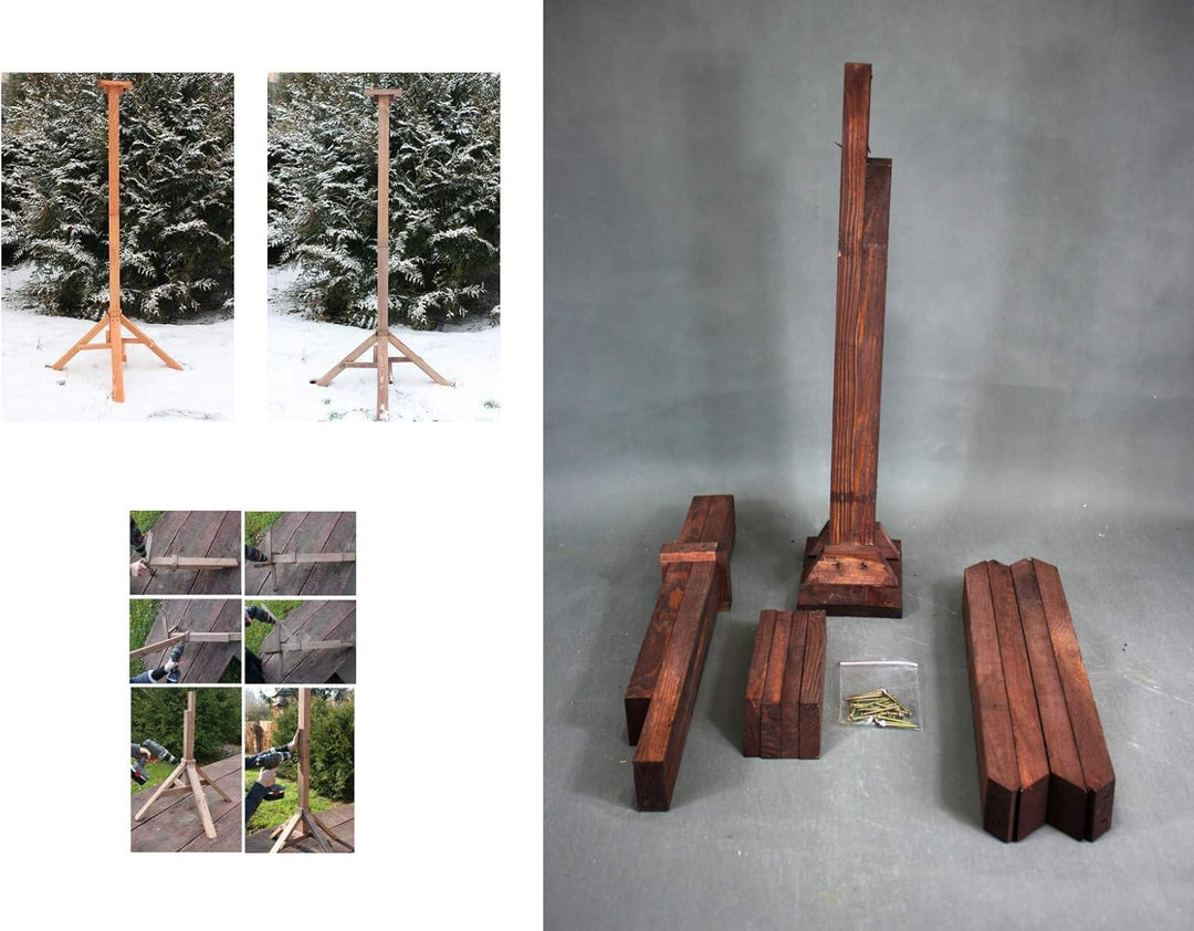 Vogelhäuschen, Vogelhaus aus Holz, Vogelhäuschen, Nistkasten, mit Ständer (Rotbraun, XXXL) XXXL Rotb