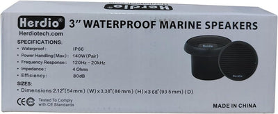 Herdio 7,6 cm Heavy Duty wasserdichte Motorrad Lautsprecher Wasserdicht Marine Lautsprecher für Boot