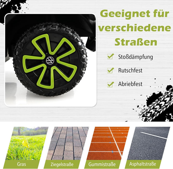 DREAMADE Rutschauto für Kinder, Volkswagen Rutscher mit 3-stufig Verstellbarem Schiebegriff, Verdeck