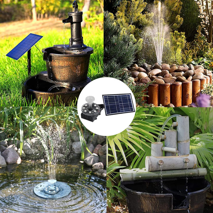 Boadw LED Solar Springbrunnen mit 7W Solar Panel Eingebaute 5000 mAh Batterie Solar Teichpumpe Solar