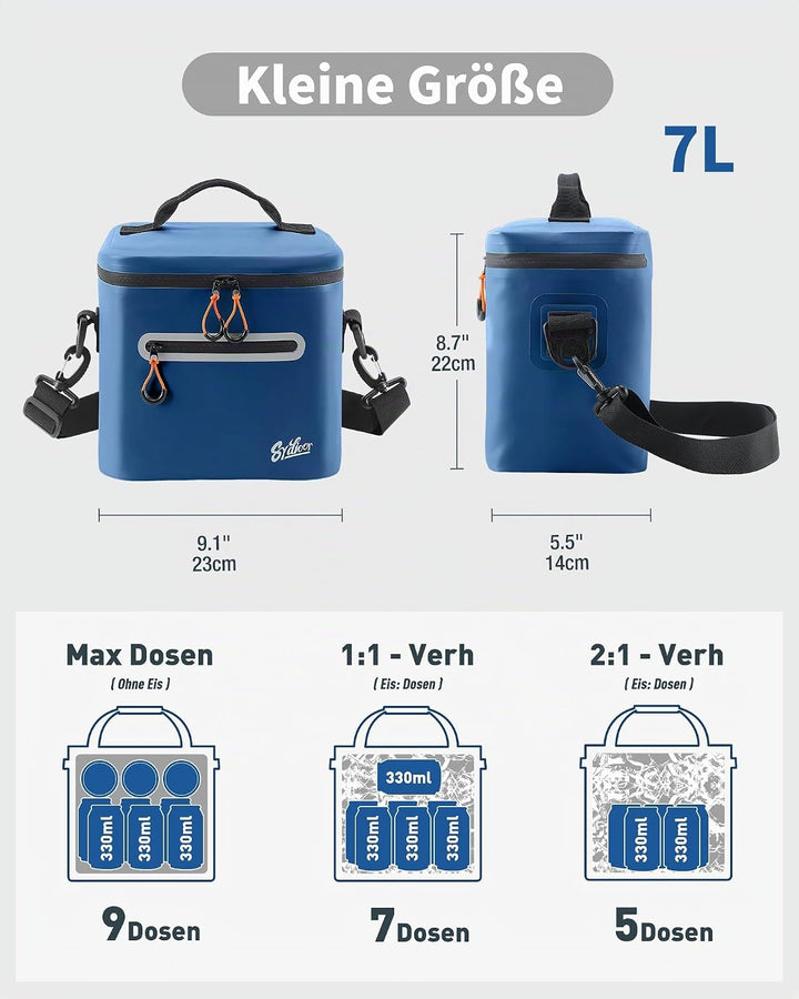 Kühltasche 7/14/24L - Isoliert & Wasserdicht | Tragbare Mini-Kühltasche mit Thermo-Iso-Schicht | Lei