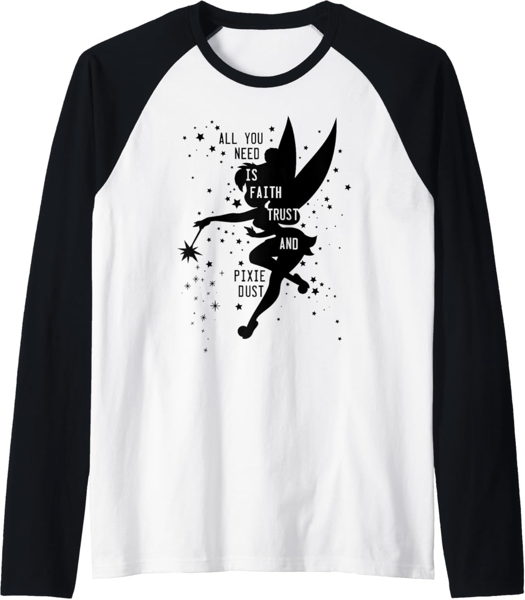 Disney Peter Pan Tinker Bell Pixie Dust Silhouette Raglan