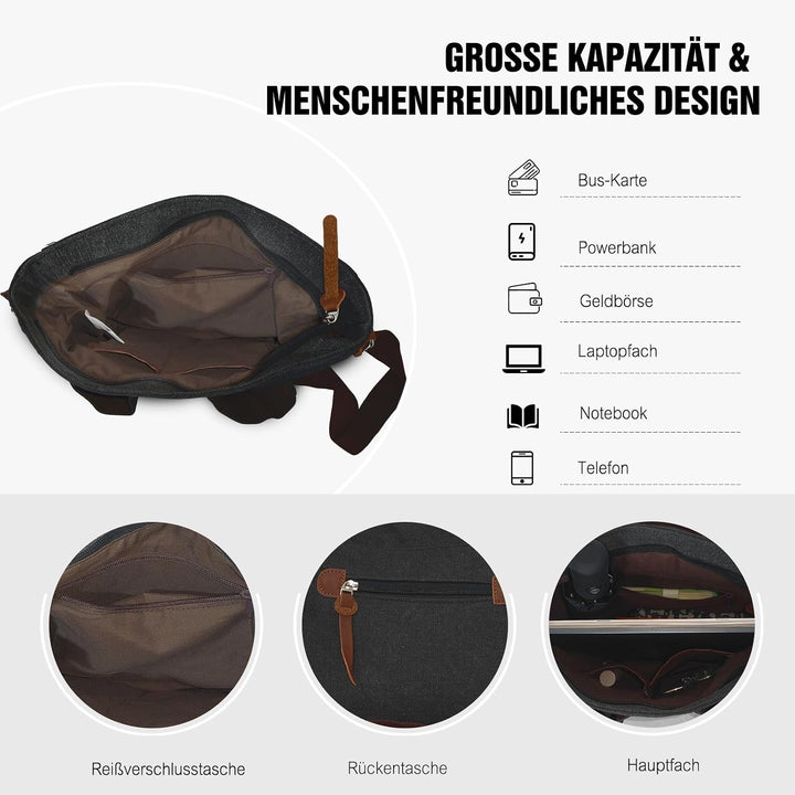 FANDARE Neu Retro Messenger Bag Umhängetasche Schultertasche 14 Zoll Laptoprucksäcke Herren Tasche K