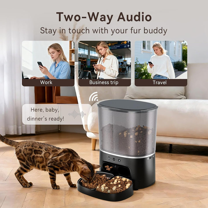 Futterautomat Katze, 2 Näpfe Katzenfutter automat mit APP, 7L Futterspender Katze, 5G WiFi Trockenfu