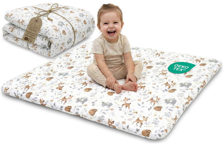 Krabbeldecke für baby Spieldecke 100x100 cm gepolstert - krabbelteppich gross dicke faltbare Laufgit