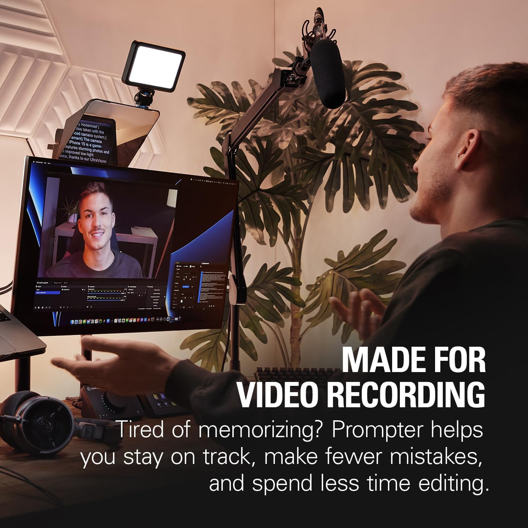 Elgato Prompter/Schwenkhalterung-Bundle – Premium-Teleprompter + Low Profile Arm, kompatibel: DSLR,
