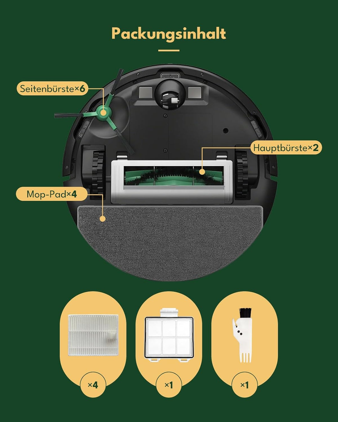 18 Stück Zubehörset für iRobot Roomba 105 Combo und Roomba Combo Essential Y0112,Y0110,Y0140,Y011240