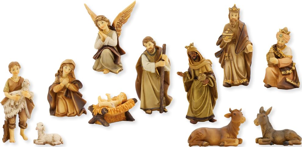 FADEDA 11x Markus-Krippenfiguren, gebeizt/Höhe:14 cm/handbemalt/detailgetreue Krippen Figuren - Weih