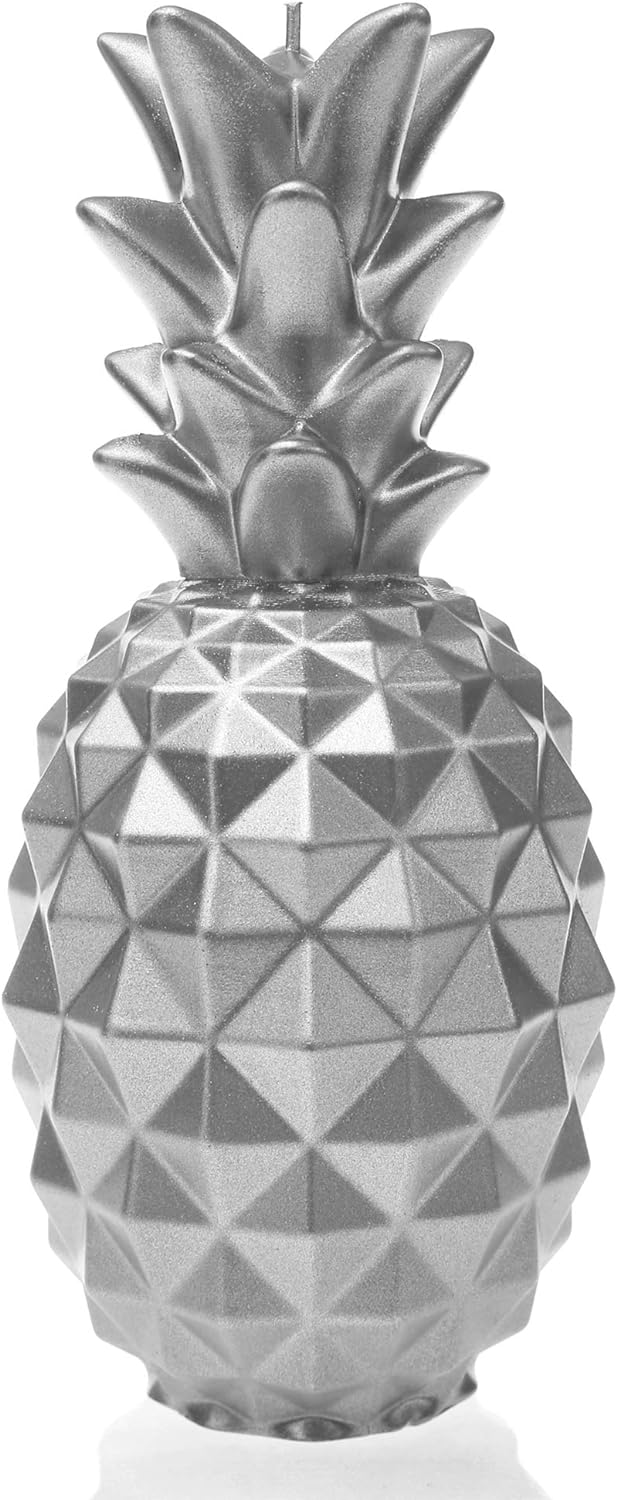 Candellana Ananas Paraffinkerze 100x100x210 mm - Silber Kerze Dekorativ - Kerzen Aesthetic 3D - Cand