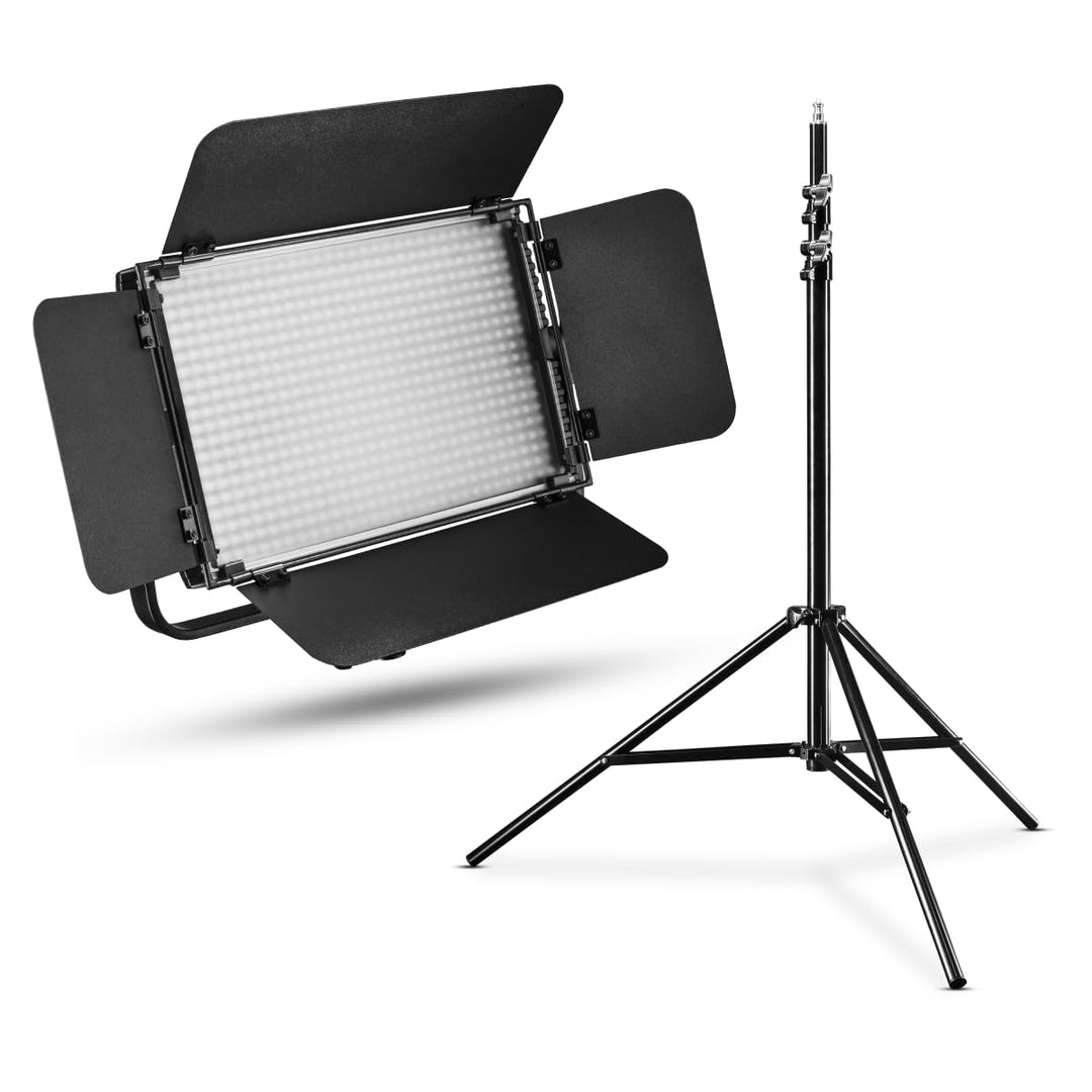 Walimex pro Niova 600 Plus Daylight + WT-806 Lampenstativ – Set aus LED Videoleuchte Dauerlicht Fläc