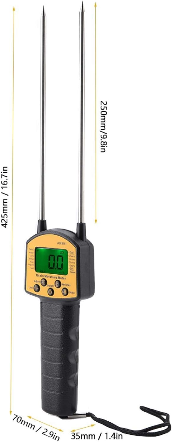Asixxsix Getreide-Feuchtigkeitsmesser, Getreide-Mehl-Feuchtigkeitsmesser Tragbares LCD-Display Getre
