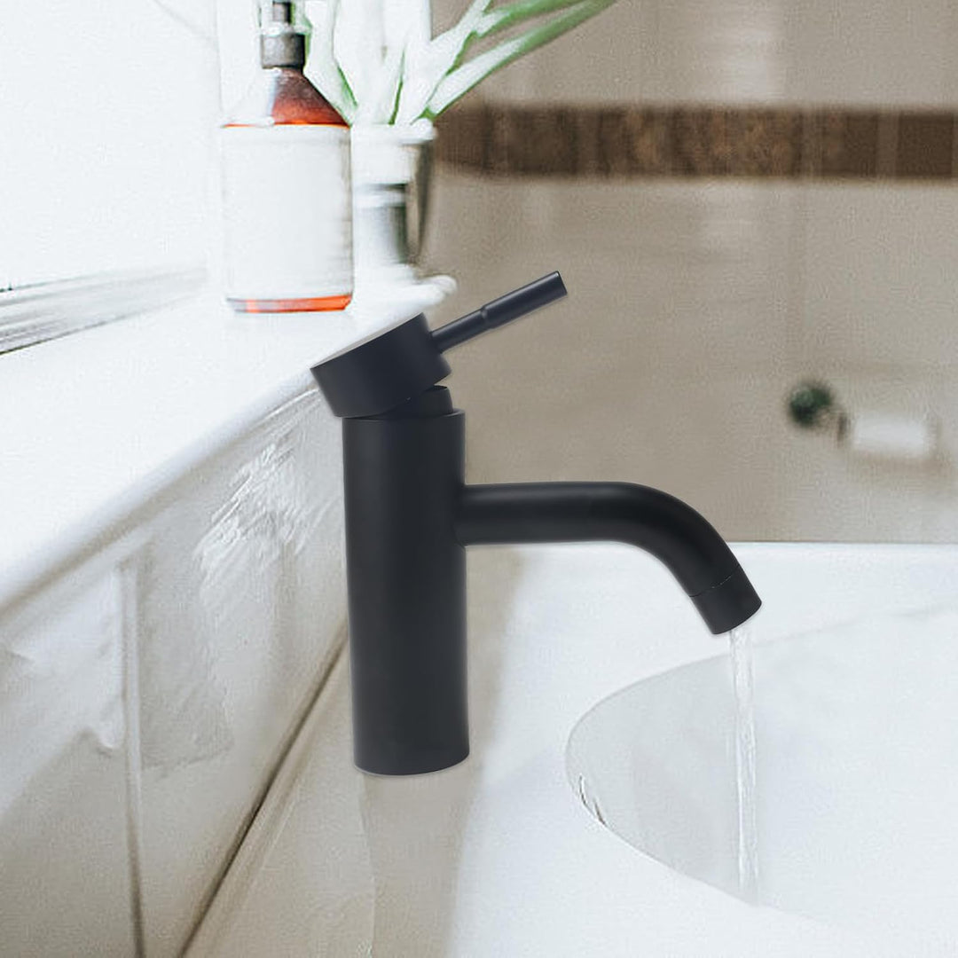 Wasserhahn Bad Schwarz Edelstahl 304, Waschtischarmatur Infache Montage, Armatur Badezimmer mit Schl