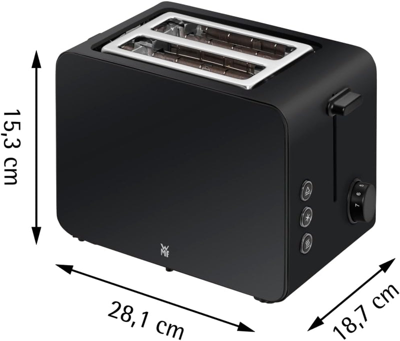 WMF Stelio Toaster 2 Scheiben Edelstahl, Doppelschlitz Toaster mit Brötchenaufsatz, Bagel-Funktion,