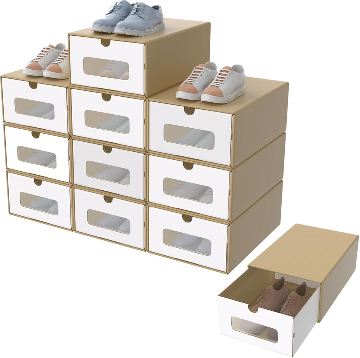 HENGMEI Schubladenbox Aufbewahrungsbox 10er Boxen-Set mit Sichtfenster und Schublade Schuhbox Schuhk