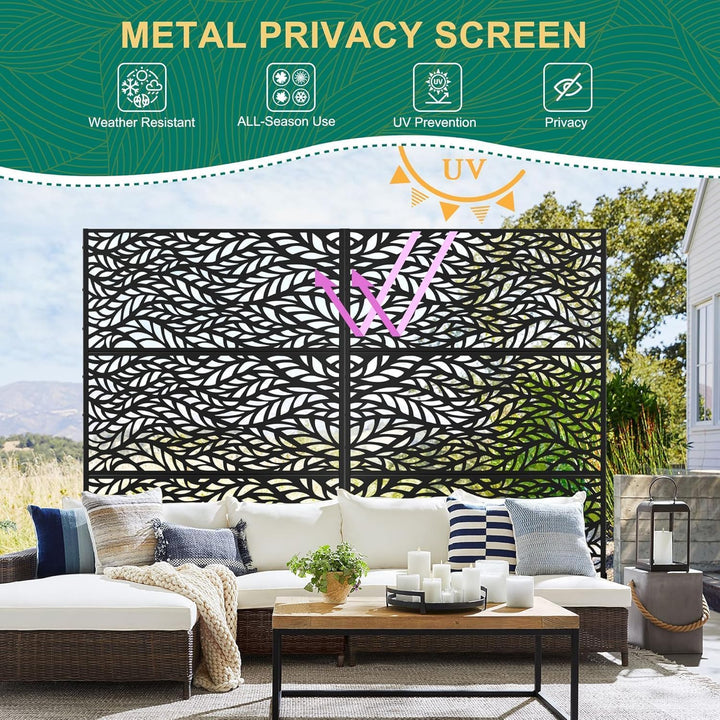 Paravent Outdoor, 120x180cm Freistehender Sichtschutz aus Stahl, Windschutz für Terrasse und Garten,