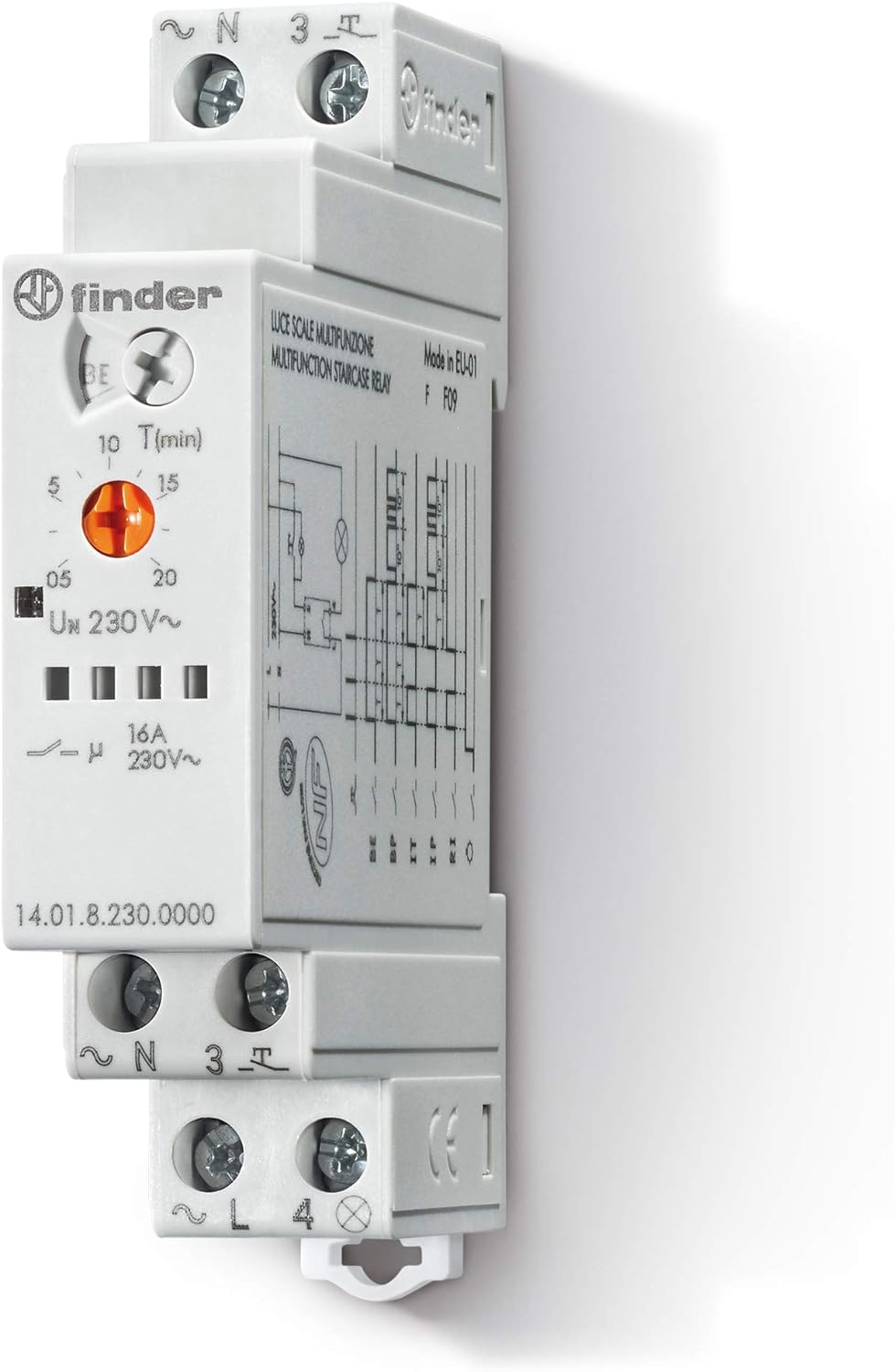 Finder 140182300000PAS Multifunktions-Schaltuhr / Stromstossschalter, 230 V, 1 Schliesskontakt, 16 A